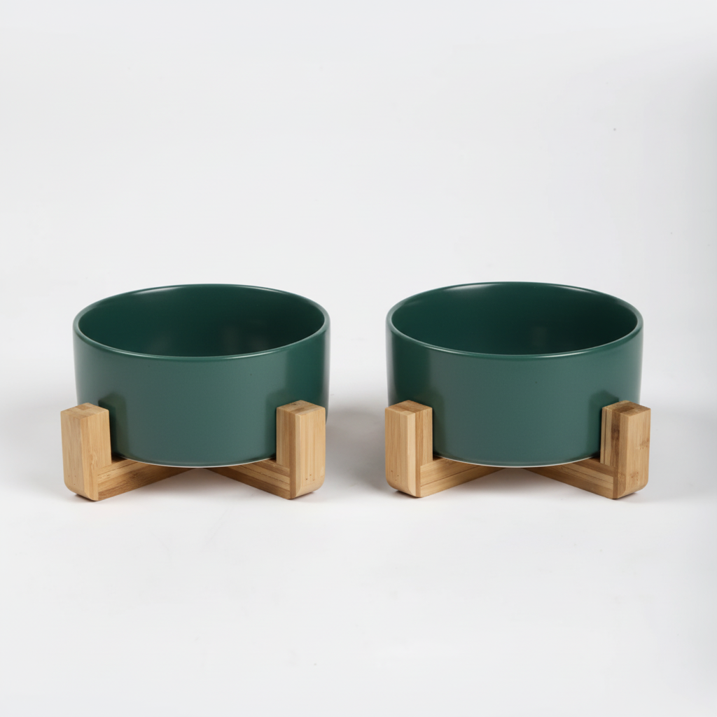 Dark teal green dog bowls