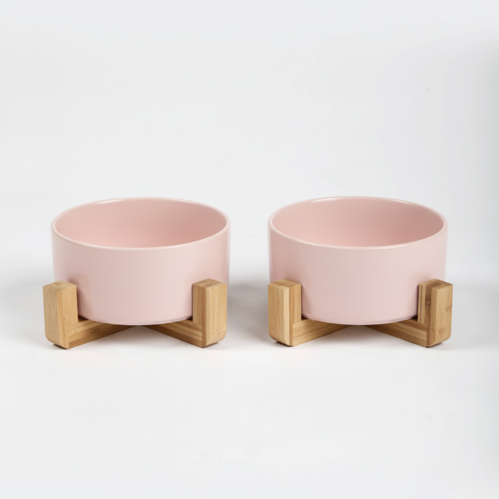 Pink dog bowls