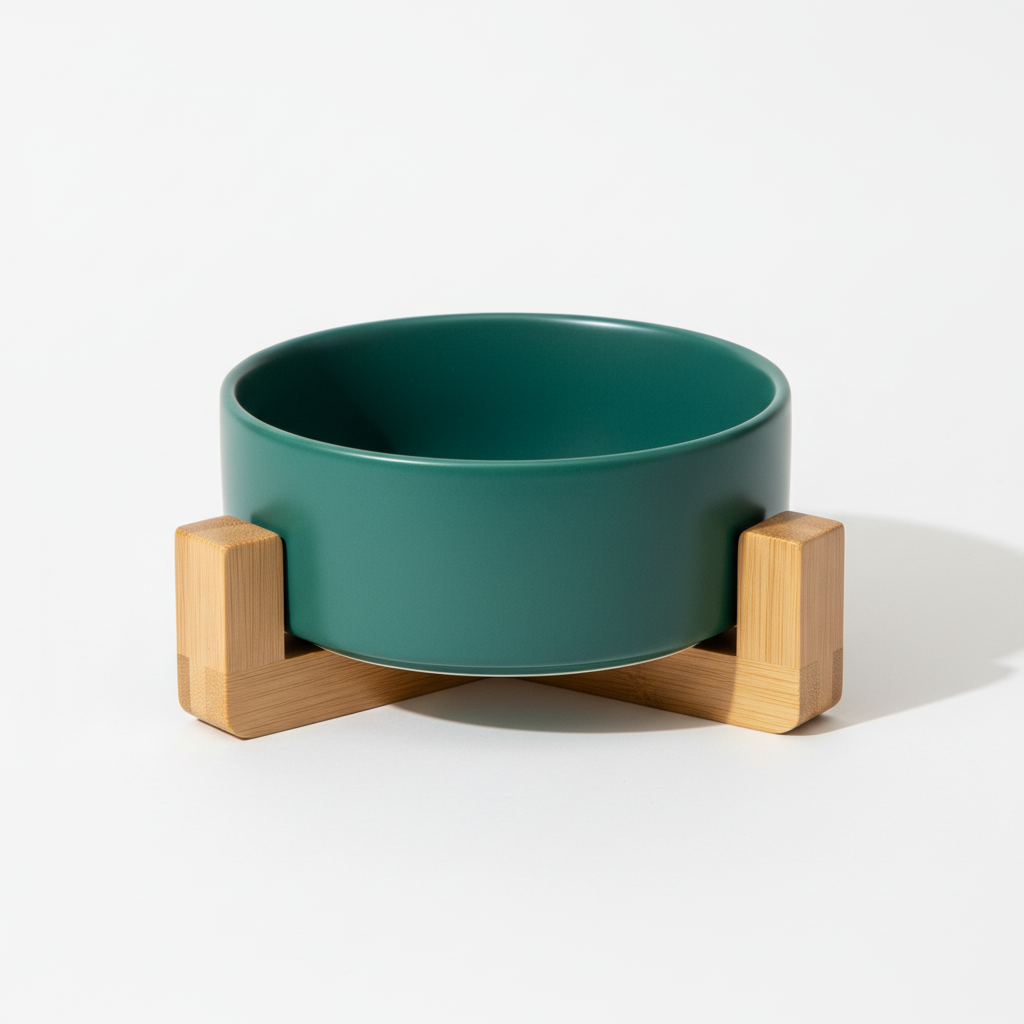 Single forest green dog bowl - new version