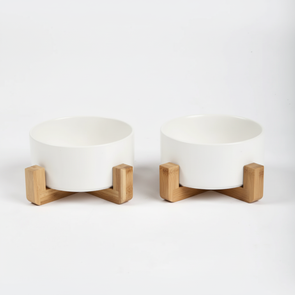 Two elevated dog bowls